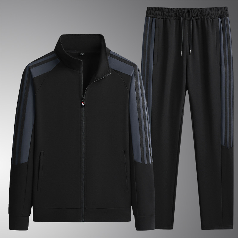 Trajes casuales transfronterizos para hombres Cardigan de cuello vertical Suéter primavera y otoño suelto pantalones deportivos de tamaño grande chaqueta