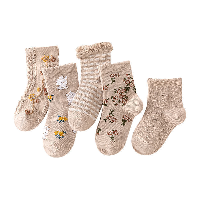 New Arrival Floral Rabbit Animal Striped Retro Crew Socks for Children School Toddlers