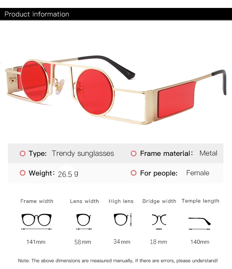 Hip-Hop Punk Geometric Solid Color Pc Round Frame Full Frame Women's Sunglasses display picture 2