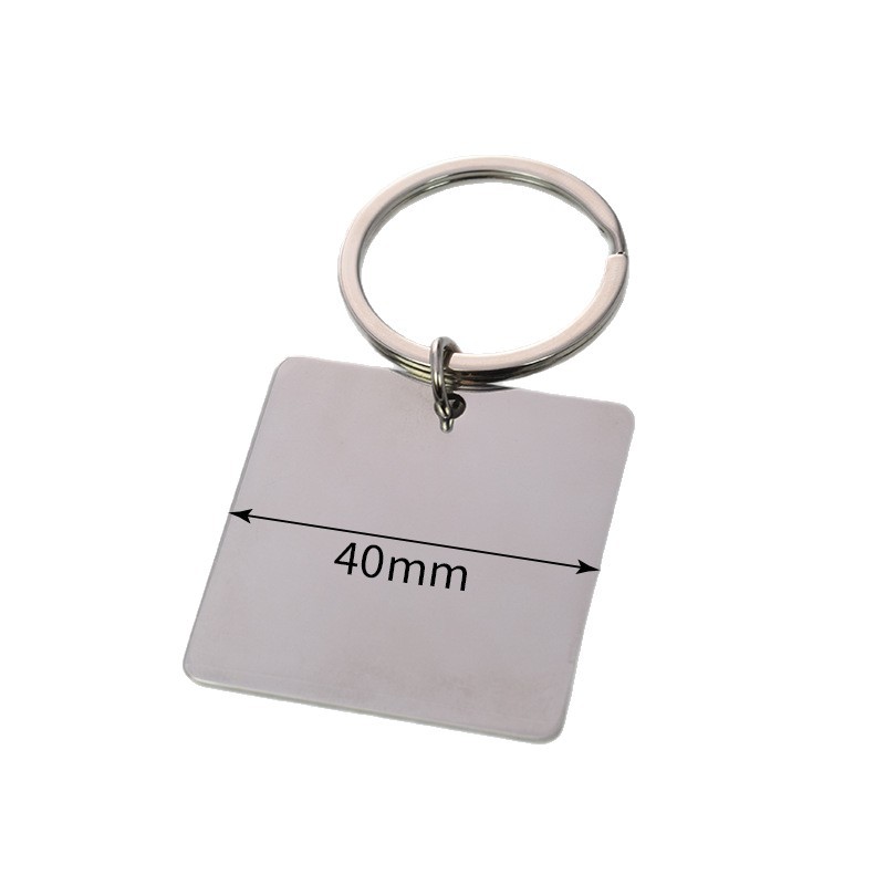 Transición fronteriza Europa y Estados Unidos llavero láser en blanco de acero inoxidable tarjeta de identificación de perro tarjeta de identificación láser grabado llavero de metal colgante