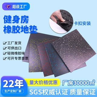 定制专业彩点橡胶垫家用无味静音复合卡扣减震地胶健身房橡胶地垫