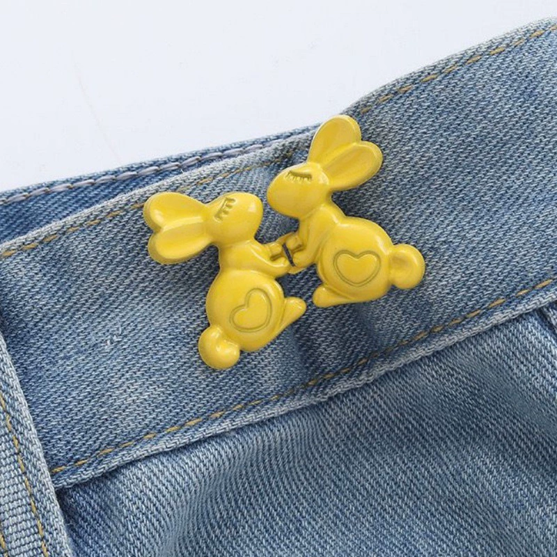 Nail-Free Removable Waist Buckle Pair, Flat-Bottom Seamless Buttons for Pants & Skirts, Assorted Designs