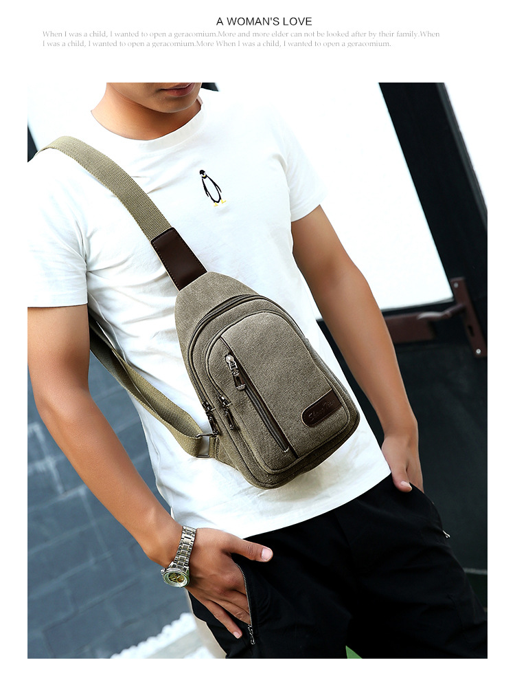 New men's chest bag, casual sports single-shoulder canvas bag, construction site work wear-resistant crossbody bag, cross-border wholesale bag undefined