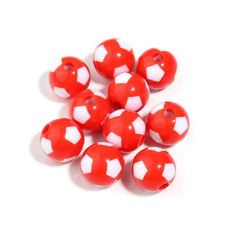 樹脂カラーサッカー2色ボールビーズDIY手作りブレスレットネックレスアクセサリービーズ材料アクセサリー|undefined