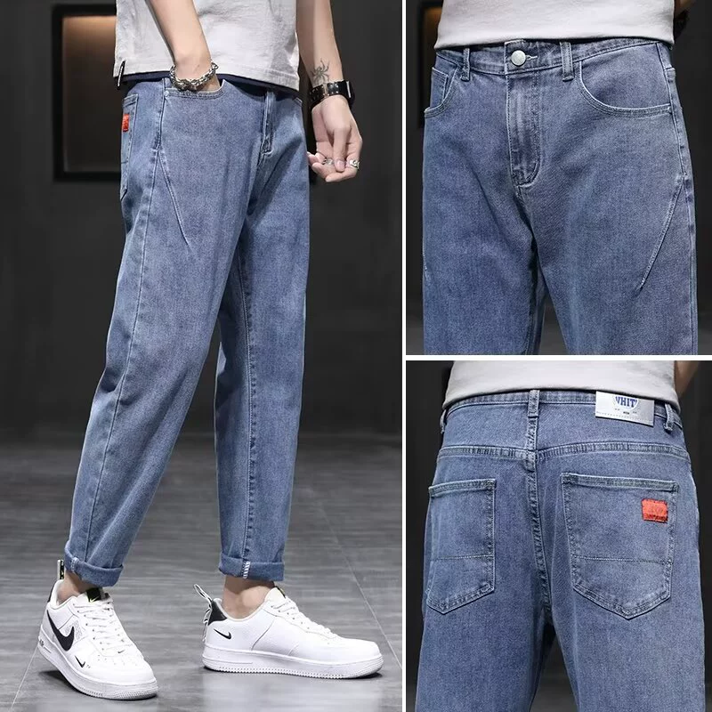 Jeans, trend universal trousers, Spring/Fall 2024 model, oversize