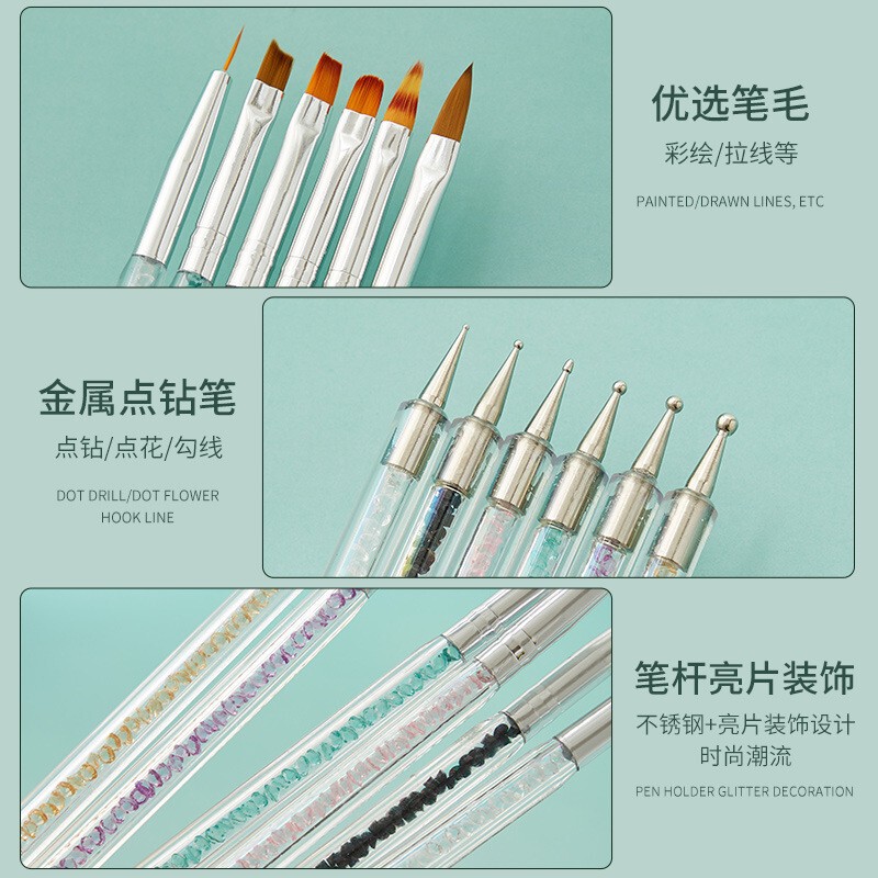 クロスボーダー卸売ネイルアートペンセットネイルアート双頭ドットダイヤモンドシリコンペンドットダイヤモンド構築ペンラテアートペイント彫刻ペン|undefined