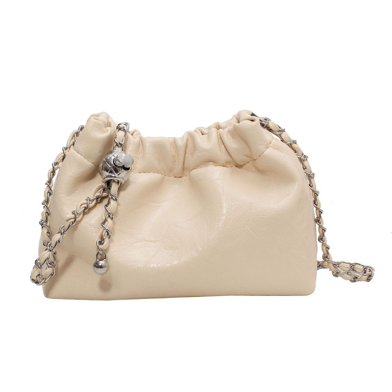 Estilo coreano moda aceite cera cuero cadena bolsa para mujeres 2023 nueva moda simple cubo bolsa nicho textura bolsa de mensajero