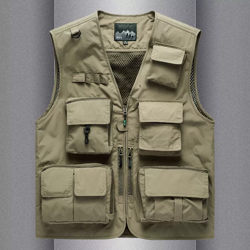 Tuanjian Открытый мужской жилет тонкий фотожилет плюс жир увеличить наружную мужскую куртку для рыбалки