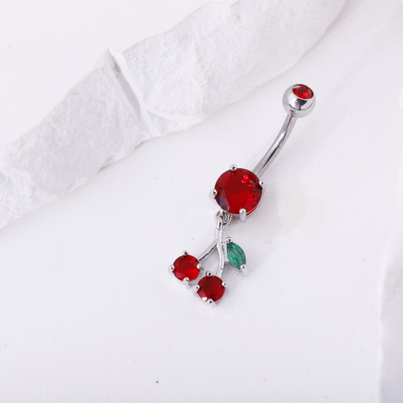 Pendentifs cerises rouges, clous d'oreilles, bijoux de piercing fruités, anneaux de nombril, fermoirs de nombril en stock_voghion.com
