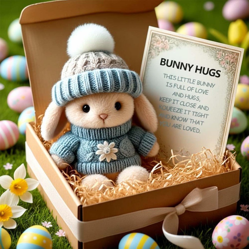 迷你兔子拥抱复活节 Handmade Mini Bunny Hug Cute Easter Gift