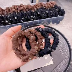 韩版冰丝面膜重工水晶质感舒适发圈头绳百搭丸子头高马尾皮筋发饰