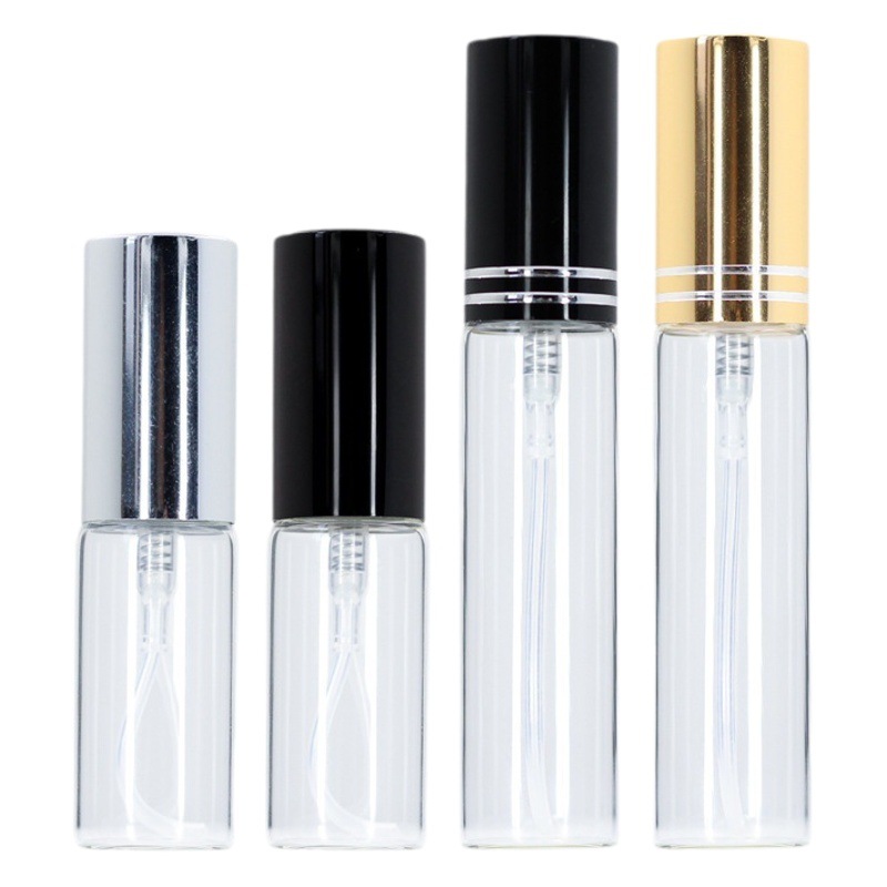 Botella de spray de 10 ml, 5 ml, botella de spray pequeña de vidrio, botella de perfume cosmético de 15 ml, botella de muestra de perfume portátil.