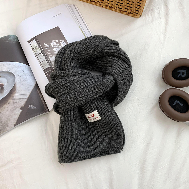 Bufandas coreanas 2025 nuevo engrosado calentamiento suave glutinoso clay azul sólido lana bufandas de cuello al por mayor