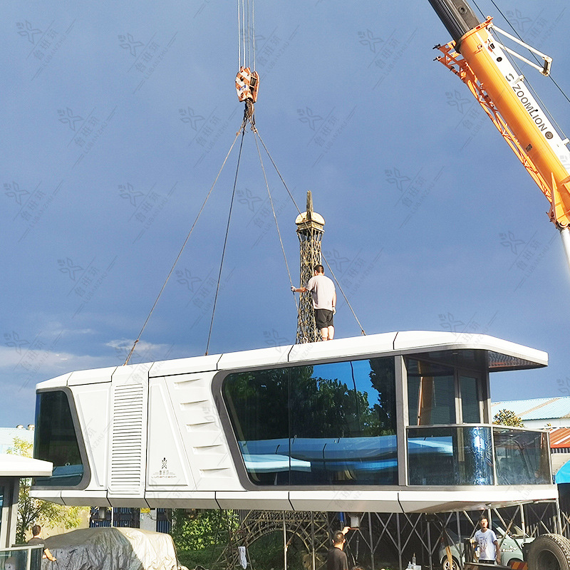 Inteligente móvil cápsula espacial Luban Zhucheng Parque de la ciudad Internet celebridad B & B acampar al aire libre gran casa integrada