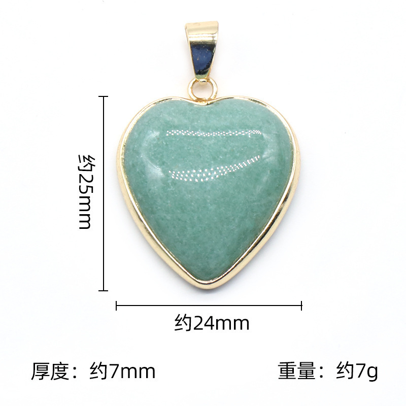 愛の縁のペンダント天然瑪瑙水晶の半宝石瑪瑙の石の金縁の縁のハート型のネックレス|undefined