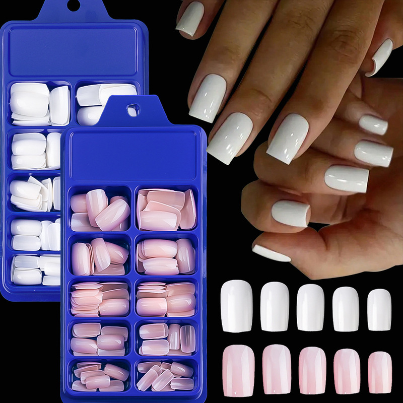 Cross-Border 100Pcs Solid Color Nail Tips Wearable Nail Art Amazon European Style Short Fake Nail Stickers Finished Product Wholesale Cross-Border 100Pcs Solid Color Nail Tips Wearable Nail Art Amazon European Style Short Fake Nail Stickers Finished Product Wholesale