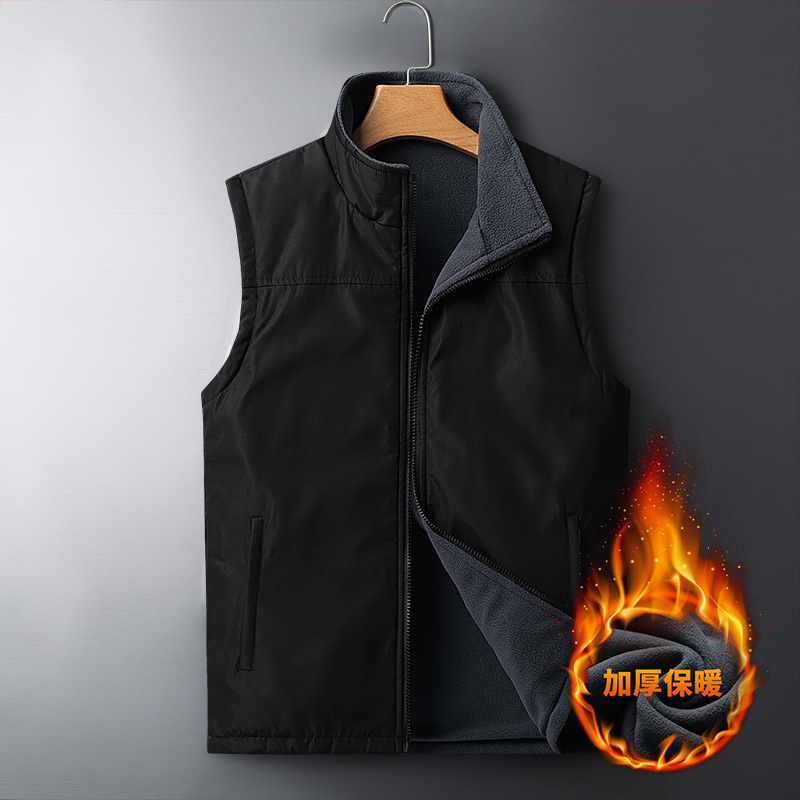 Chaleco de otoño e invierno de doble cara chaleco de lana caliente al aire libre de los hombres Chaleco de lana polar chaleco forrado de lana chaqueta sin mangas