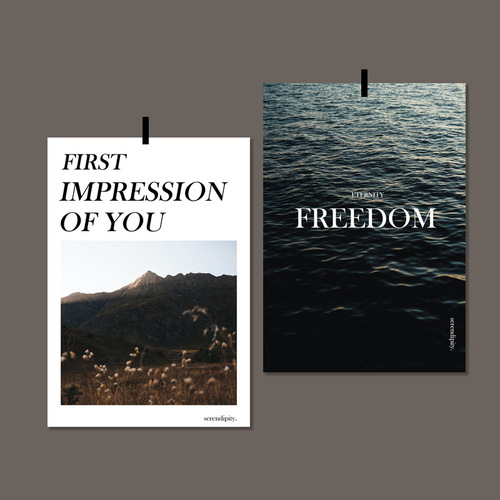 Literary ocean black and gray color high-end wall poster photo decoration background room bedroom poster painting core