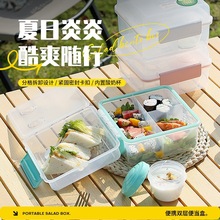 野餐盒ins双层水果沙拉盒便携式便当盒密封保鲜盒轻食大容量饭盒