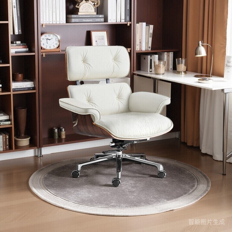 Eames Book Chair Artistic Creative Luxury Quality First Layer Cowhide Italian Normcore White Leather Office Desk Chair