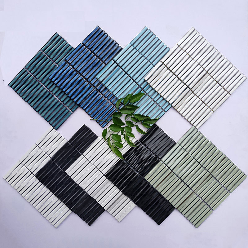 Nordic chopstick kiln becomes thin strip long light blue mosaic…