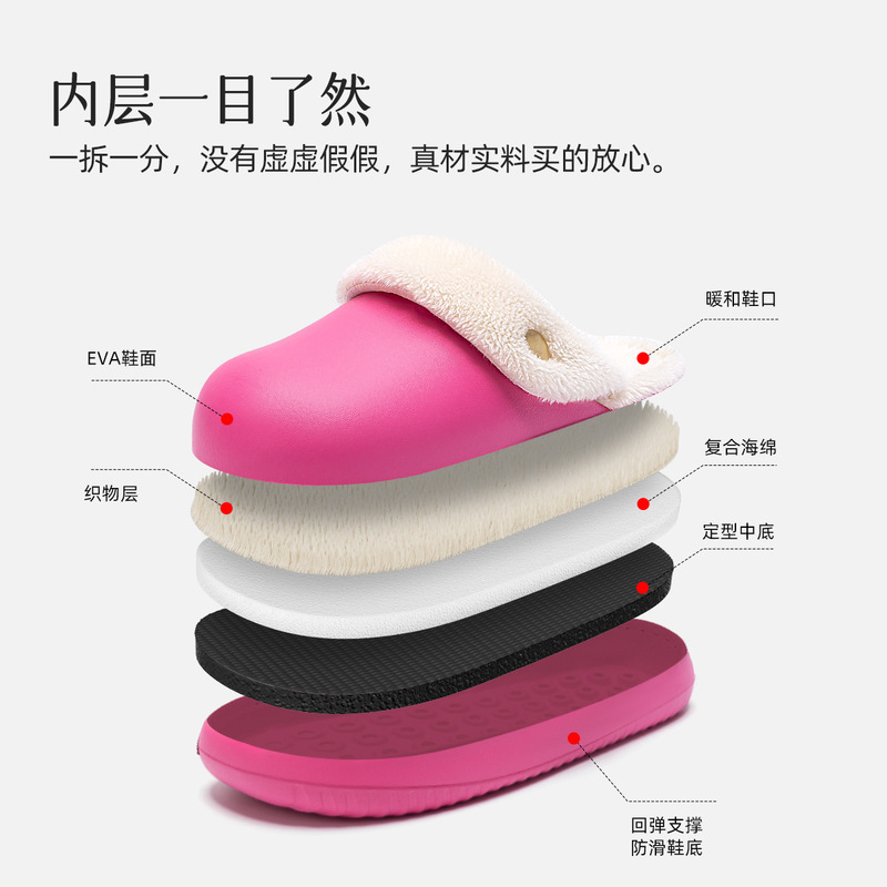 利达妮防水棉拖鞋女冬季2025新款室内家居毛绒保暖可拆卸棉拖外穿|undefined