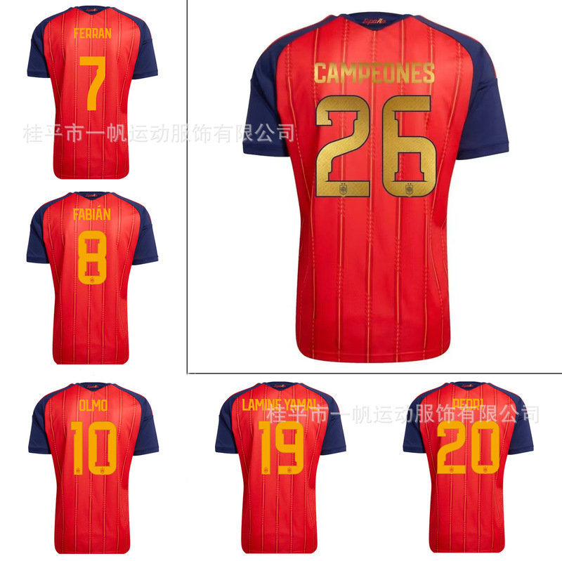 2026 Spain Football Jersey Home and Away Player Jerseys with Printed Numbers 19 Neymar, 20 Pedri, 9 Gavi 2026 Spain Football Jersey Home and Away Player Jerseys with Printed Numbers 19 Neymar, 20 Pedri, 9 Gavi
