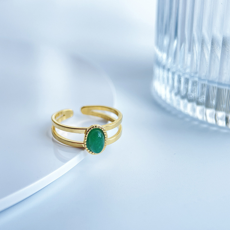 Fashion Geometric Titanium Steel Inlay Zircon Open Ring 1 Piece