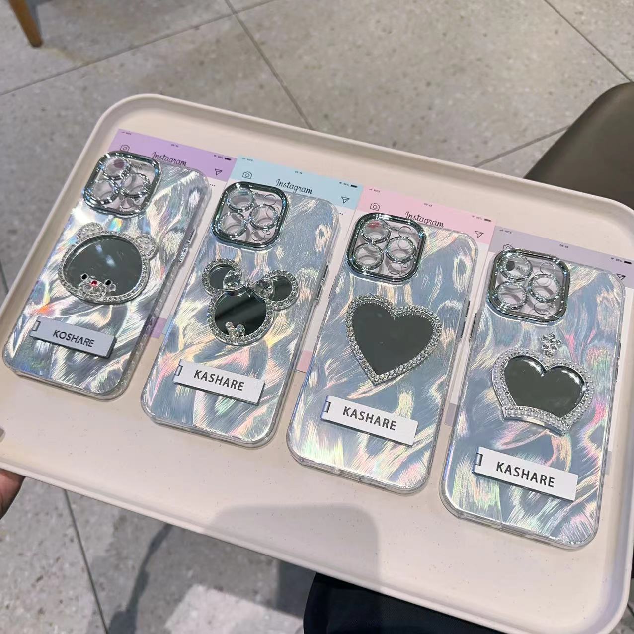 精孔羽纱小熊镜子适用荣耀400pro手机壳nova14pro/荣耀x70i带支架