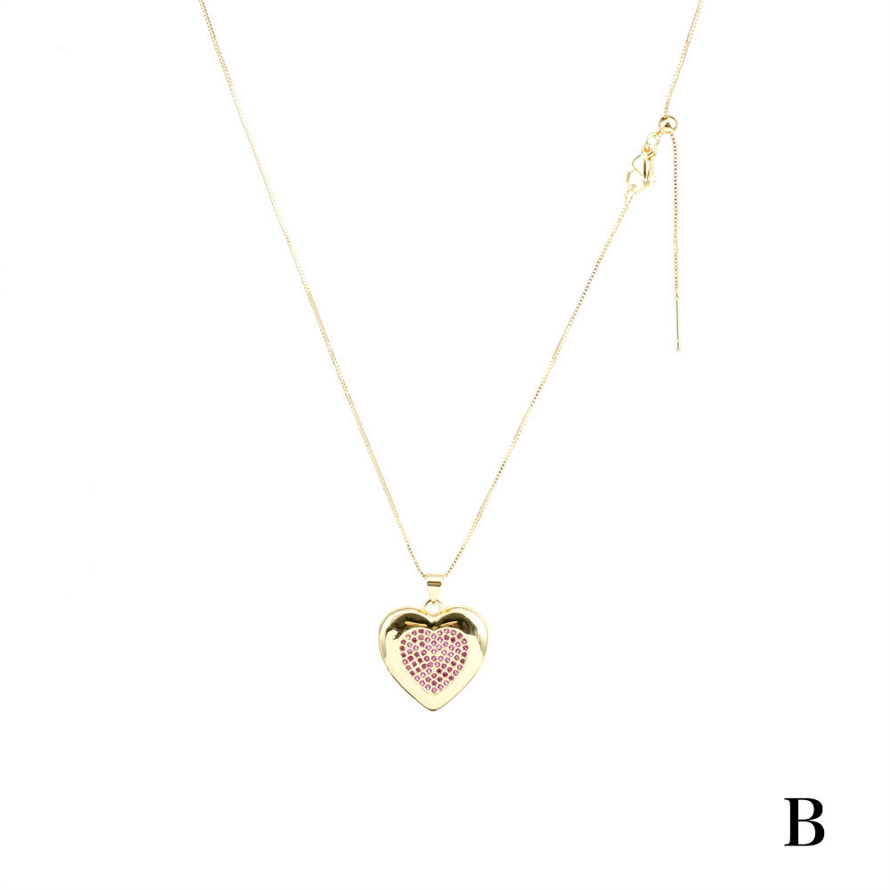 Fashion Heart Shape Copper Plating Zircon Pendant Necklace 1 Piece