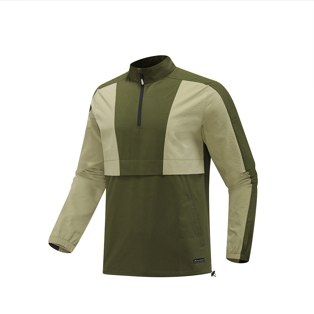 Chaqueta deportiva al aire libre costura de moda camiseta deportiva de manga larga para hombre ropa casual suelta ropa deportiva para correr top