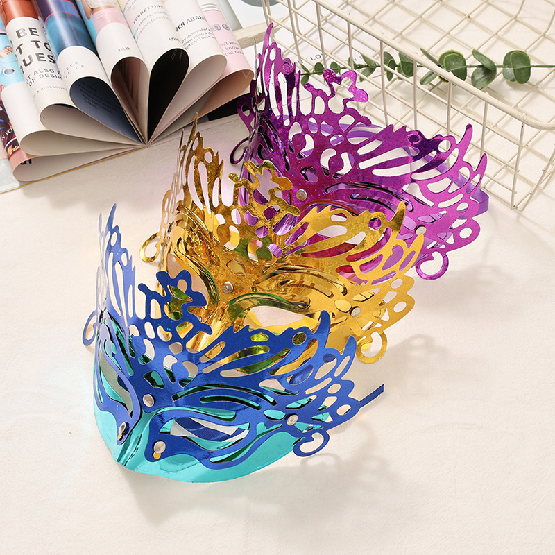 Máscara veneciana media cara carnaval Halloween con corona