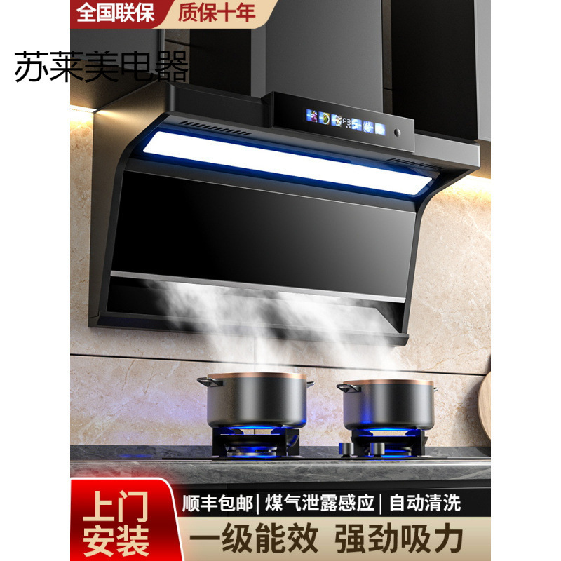 Oil-Absorbing Range Hood for Rental Apartments, Household Kitchen Range Hood with Dual Exhaust, Side-By-Side, Newly Upgraded