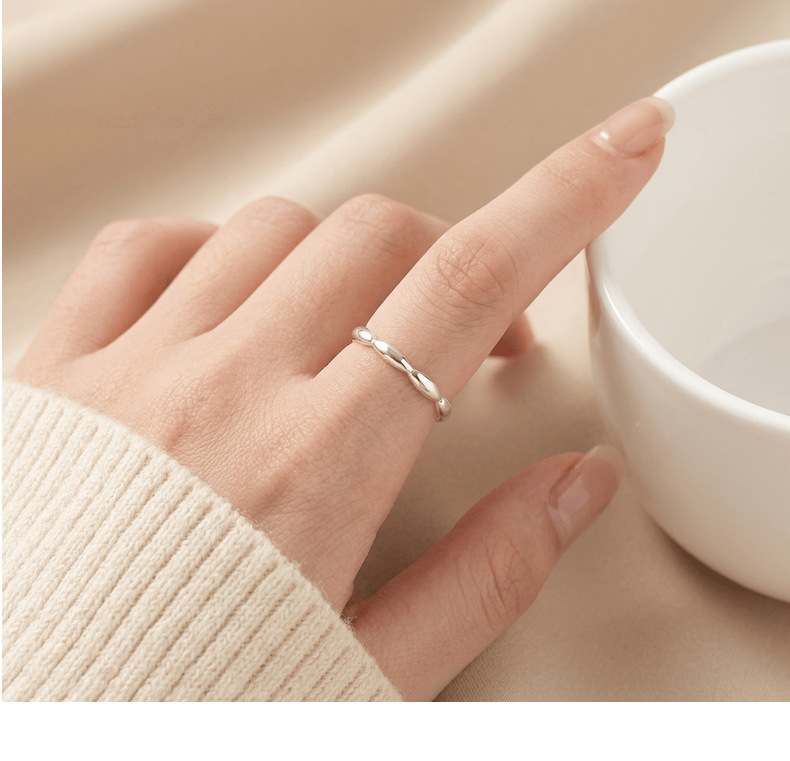 S999 Sterling Silver Seven Rice Grain Ring Women's Luxury Elegant New Style Ring