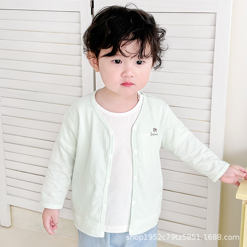 Ropa solar infantil de verano ropa delgada de algodón Cardigan chaqueta de aire acondicionado para niños niñas chaqueta de bebé image 11