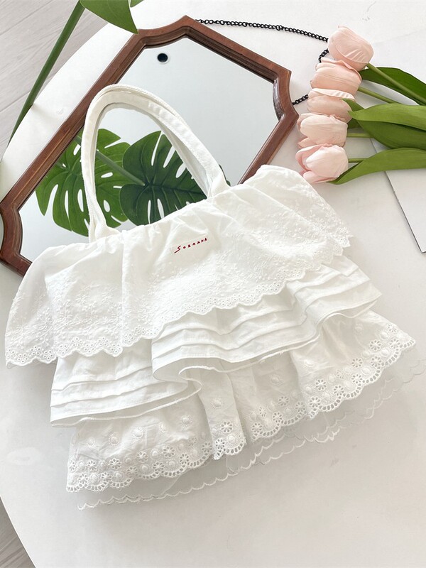 58161 Gentle Girly Lace Cascading Lace Skirt Cloth Bag 2025 New Large Capacity Commuting Shoulder Bag