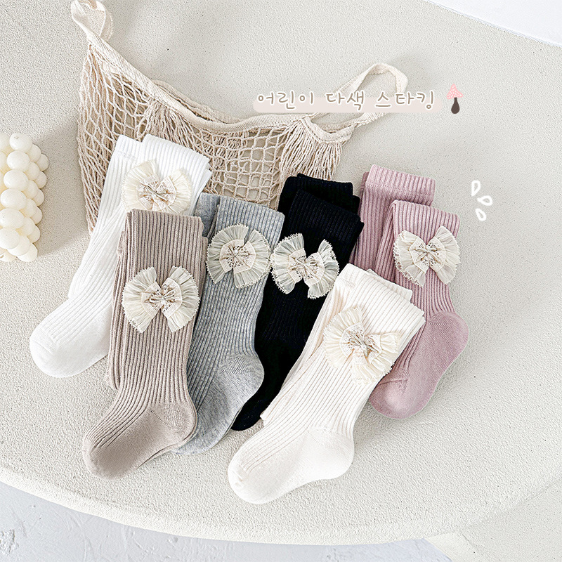 春季儿童打底裤外穿精梳棉女童蝴蝶结连裤袜小中童大PP宝宝薄裤子