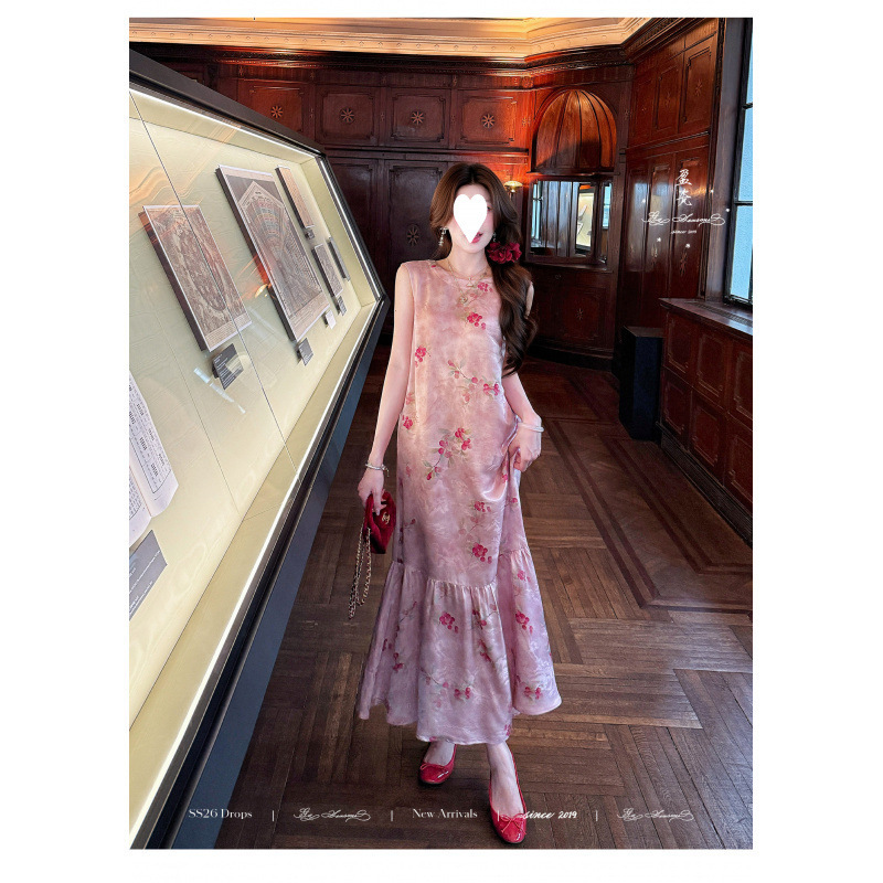 Yingci Silk | Wanshishunli Mulberry Silk King Satin Dress for Women, Summer New Chinese Style Sleeveless Dress for Petite Figures. Yingci Silk | Wanshishunli Mulberry Silk King Satin Dress for Women, Summer New Chinese Style Sleeveless Dress for Petite Figures.