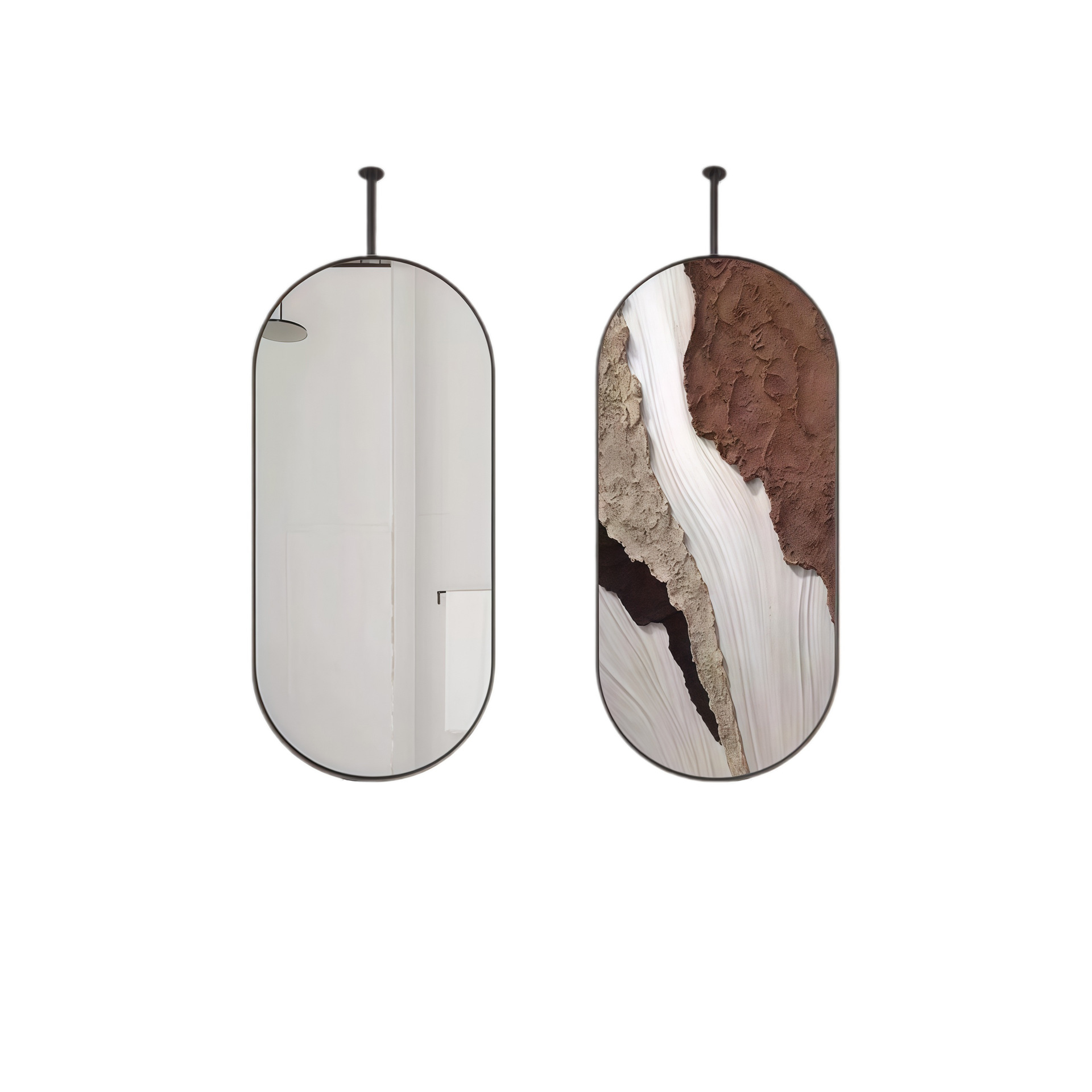 Espejo de baño colgante ovalado de aleación de aluminio con luz LED, para baño