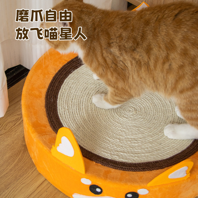 Tablero de agarre de gato redondo grande, garra de afilado de sisal, sin caspa, nido de garra de gato, nido de gato resistente al desgaste y resistente a la captura