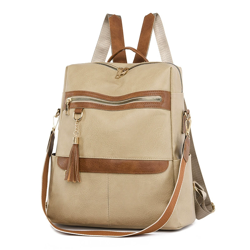 Трансграничная сумка на плечо новая корейская мода сплошной цвет ретро путешествия рюкзак большая емкость сумка PUpu кожа женская сумка на одно плечо