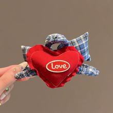 2025年新款人工裹布抓夹布艺充棉爱心蝴蝶结女式高级感头饰发夹