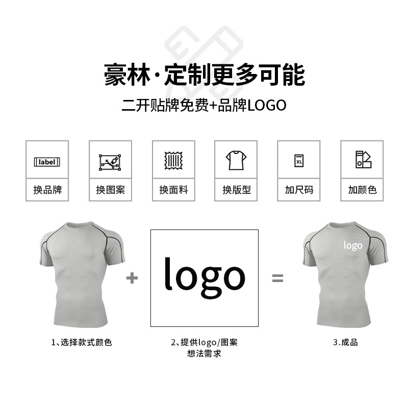 High-end personalizado gris rápido secado ropa de fitness poliéster camiseta deportiva hombre cuello redondo mangas cortas camiseta oem fábrica