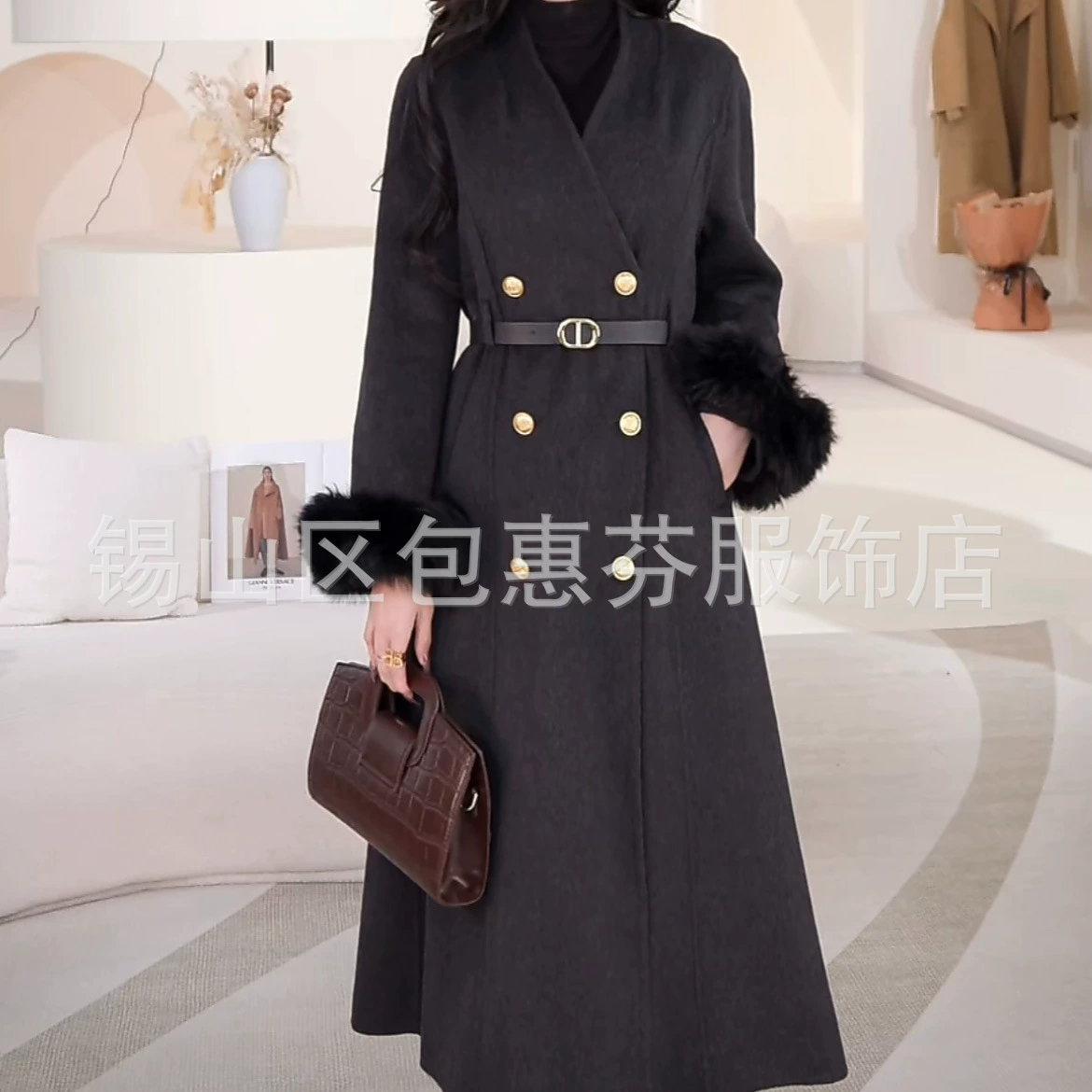 Новая двусторонняя шерстяная куртка из овечьей шерсти для женщин, осень-зима 2025, элегантная шерстяная куртка ручной работы с V-образным вырезом, класса люкс