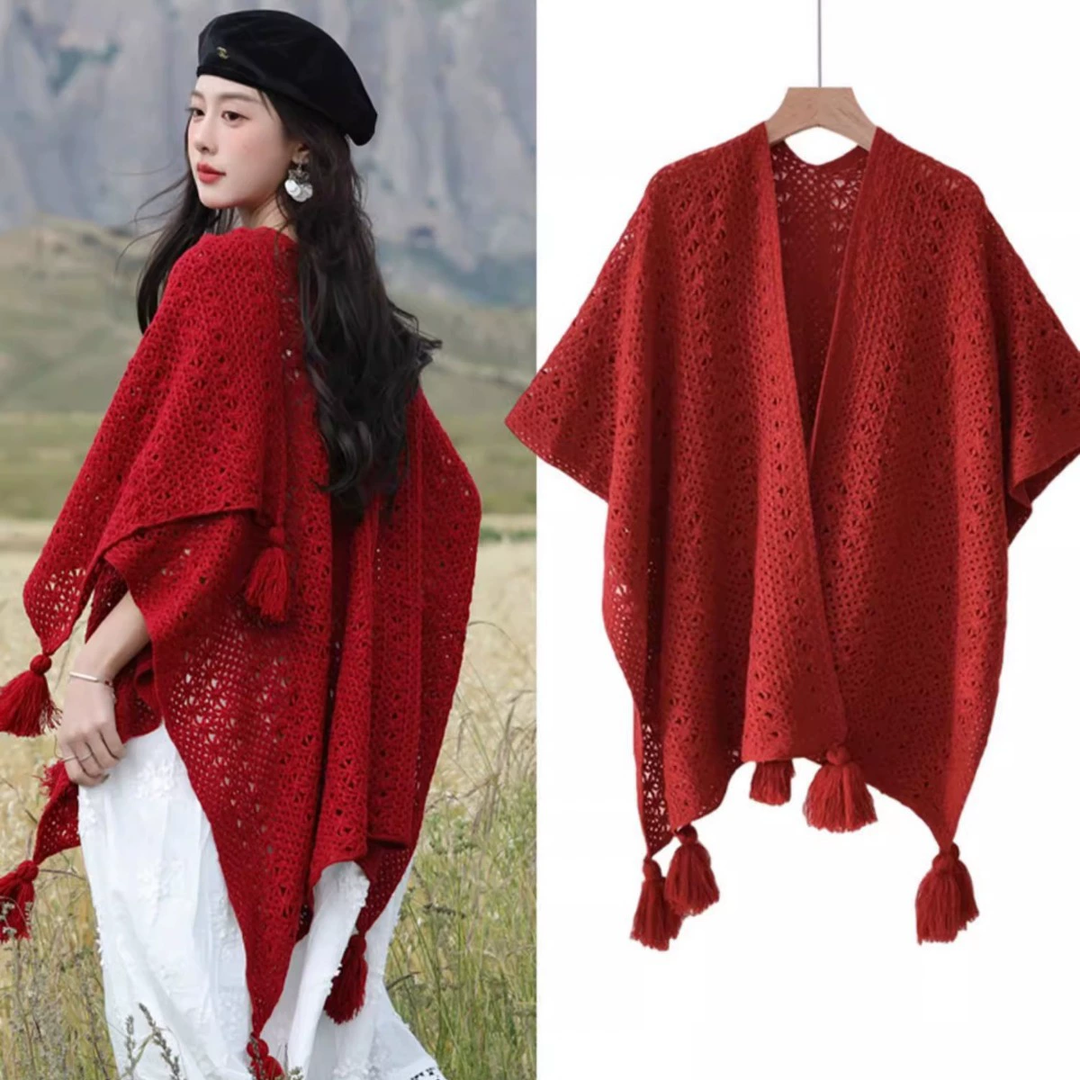 Summer solid cloak, trench coat, woolen universal scarf, western style