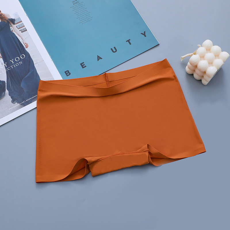 Ropa interior sin costuras de seda de hielo de algodón de las mujeres entrepierna boxeadores antibacterianos pantalones de seguridad de las mujeres de cuatro esquinas anti-exposición verano Delgado