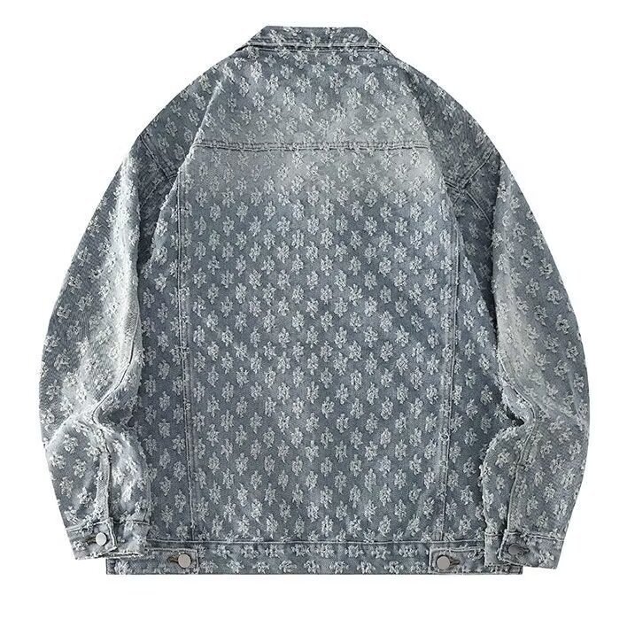 European High Street Fashion Vintage Washed Jacquard Denim Trendy Shirt Coat Spring Autumn Jacket_mkmklike.com