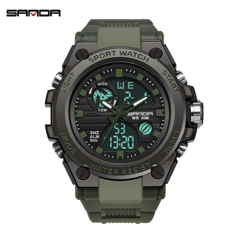 SANDA 739 reloj de hombre de moda versión inglesa estudiante tendencia de moda multifuncional digital impermeable reloj electrónico