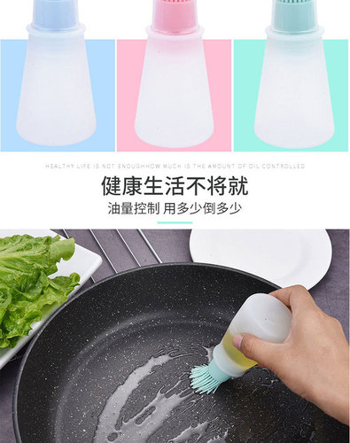 Wholesale Silicone Oil Bottle Brush with Lid BBQ Oil Brush Oil Pot Brush BBQ Brush Oil Bottle Kitchen Gadgets