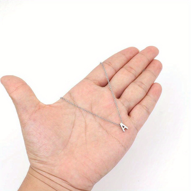 Minimalist 26 Letter Pendant Necklace Silver Chain Long Necklace_voghion.com